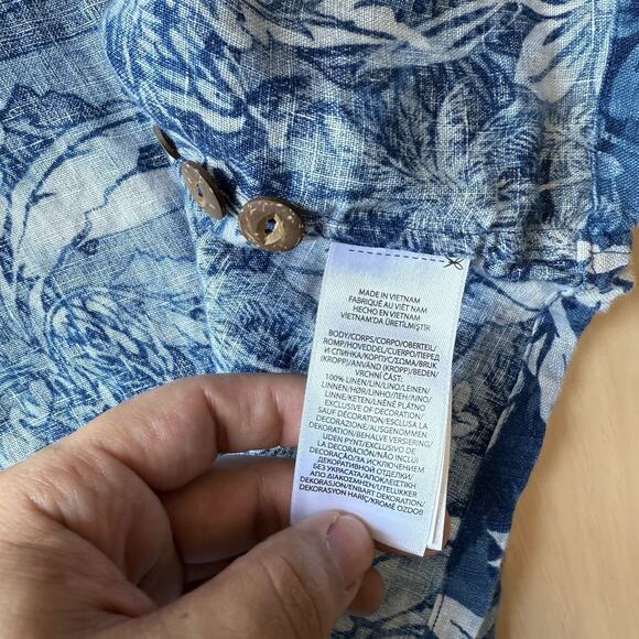 Polo Ralph Lauren Linen Shirt XLT Blue Tropical Vacation Party Summer RRL - Picture 5 of 8